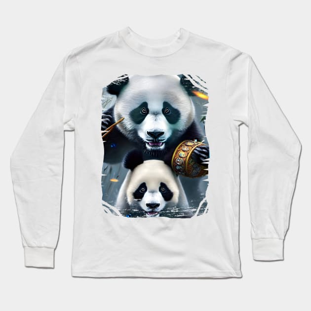 Panda Family Long Sleeve T-Shirt by Meca-artwork